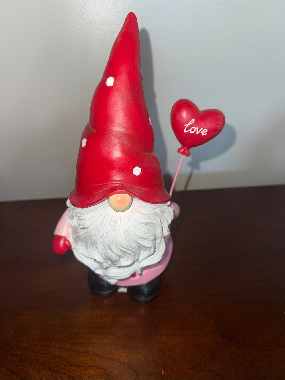 Red Valentine Gnome Figurine - Love Heart Balloon